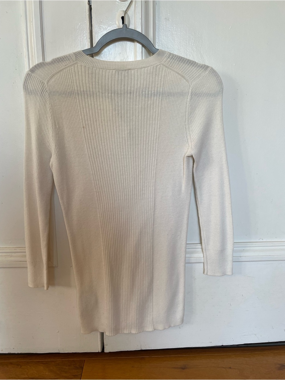 GAP Cream Ribbed Henley Quarter Sleeve Top - Picture 3 of 3